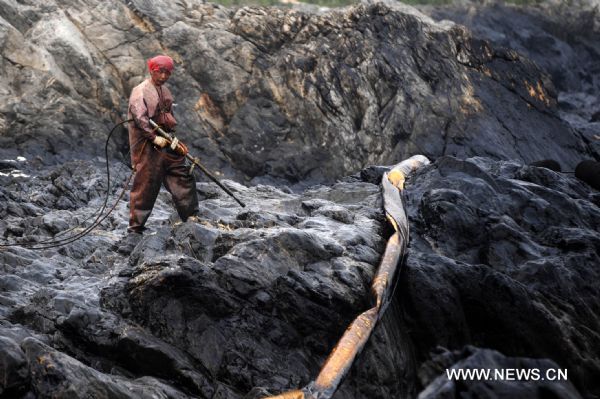 Reefs cleaned after Dalian oil spill