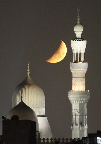 Crescent moon in old Cairo