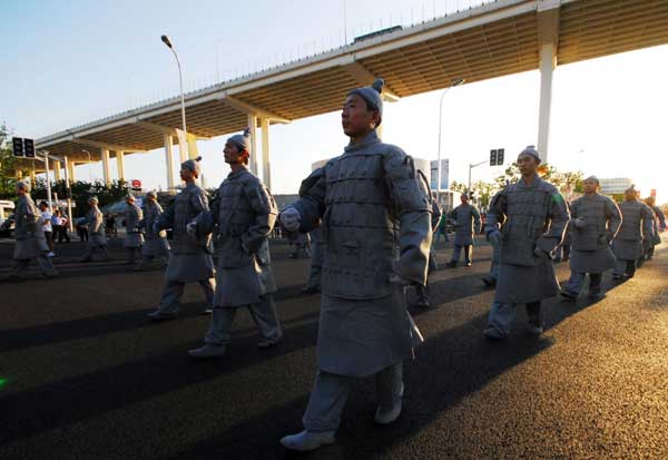 Parade of Terracotta Warriors at Expo Park