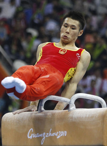 China sweeps 10th Asiad gymnastics men's team gold