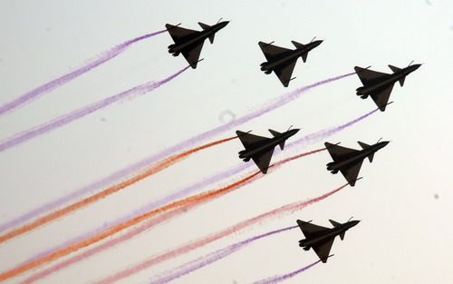 Chinese aerobatic team perform at air display