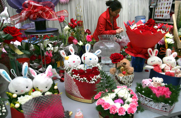 Bouquets blossom at Valentine's Day markets