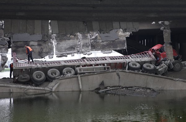 Bridge collapse injures two