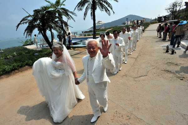 Wedding dresses shine on the old