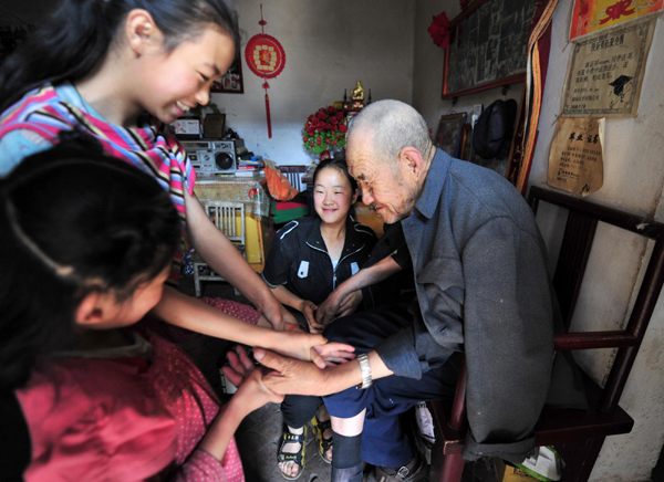 Octogenarian couple and their adopted kids