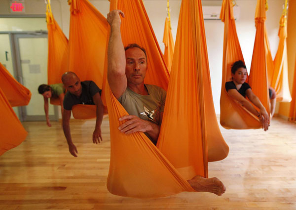 'Antigravity' yoga class in NY