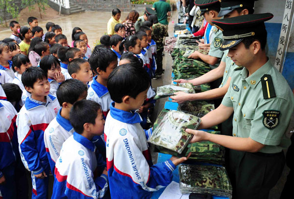 Pupils in military training