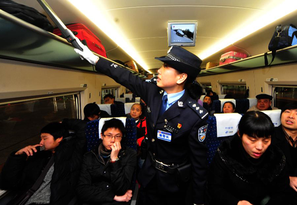 Policewomen undertake security duties on railway