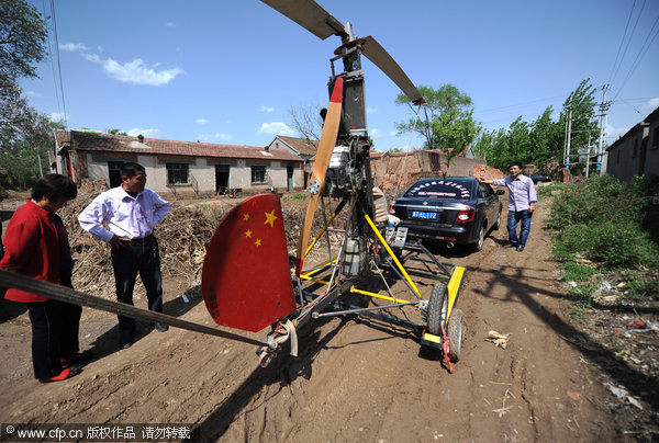 Homemade plane takes off in N China