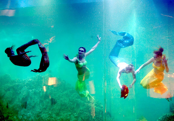 Mermaids delight shoppers in NE China