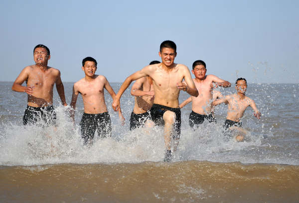 Beach workout for border soldiers