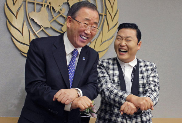 Ban practices 'Gangnam Style' dance steps with Psy
