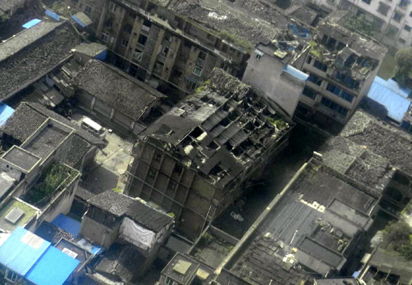 Aerial view of quake-stricken Ya'an