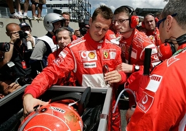 Schumacher's wife glad he ended career unhurt