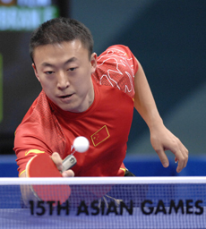 China into table tennis's quarters