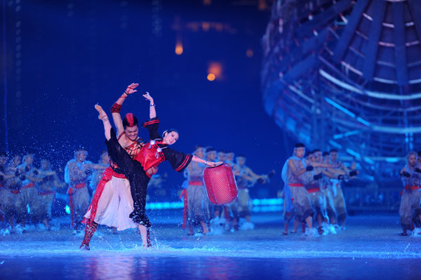 Art performance at the opening ceremony of Asiad