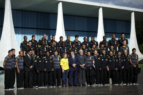 Brazil's president receives World Cup squad