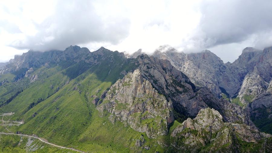 Scenery of Zhagana mountains featuring Tibetan-style villages