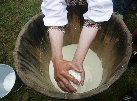 Shepherds in Kiev make fresh cheese in cheers