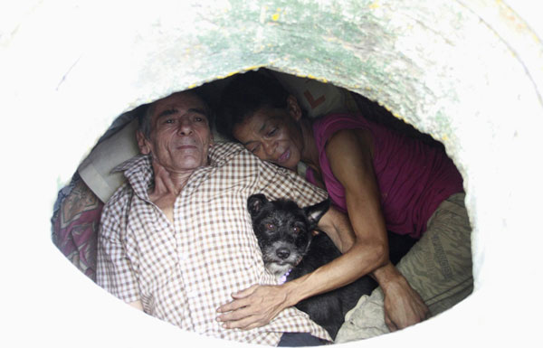 Family living in abandoned sewer