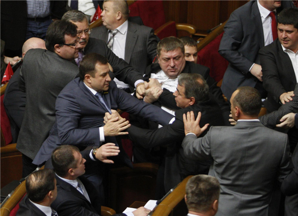 Ukraine parliament brawl