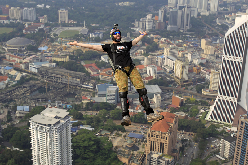 Jumpers leap off Malaysia's Kuala Lumpur Tower