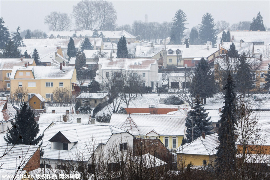 First snowfall of winter in parts of Europe