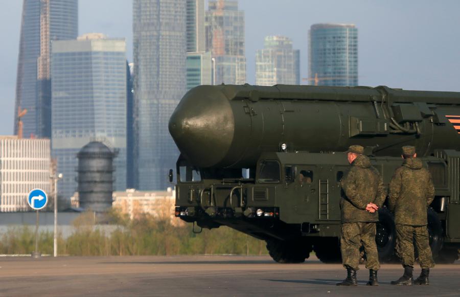 Russian soldiers, armor and aircraft rehearse for Victory Day parade