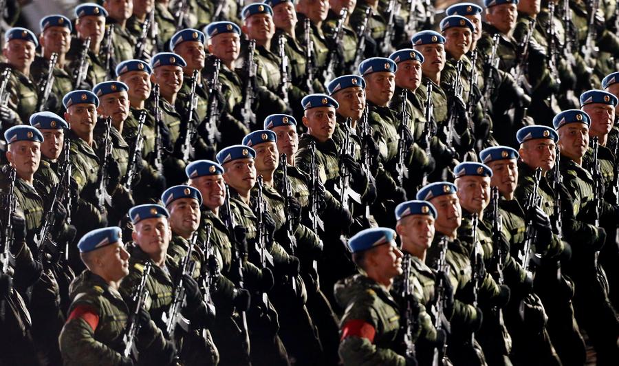 Russian soldiers, armor and aircraft rehearse for Victory Day parade