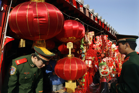 Spring Festival decorated for 'Year of the Pig'