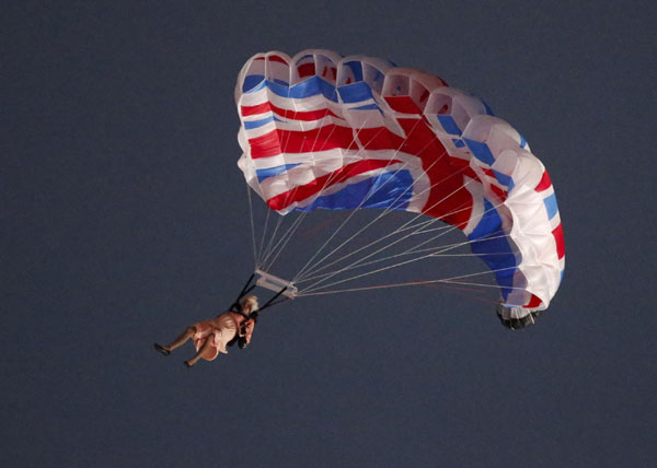 Opening ceremony skydiving Queen revealed to be a man