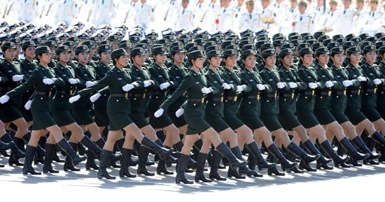 Women soldiers take part in the military parade