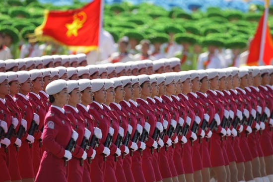 Women militia at the 60th anniversary parade