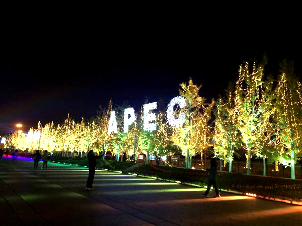 Beijing Olympic Park lights up for 2014 APEC