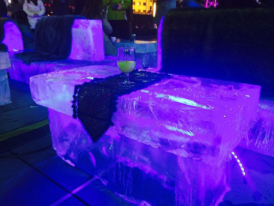 Outdoor CBD garden bar built with ice