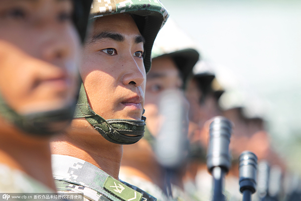 'King of staring' in V-day parade's naval marching unit