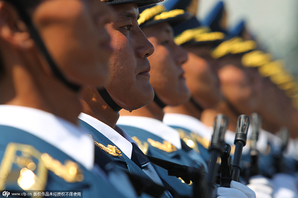 'King of staring' in V-day parade's naval marching unit