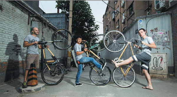 On a bicycle made from bamboo