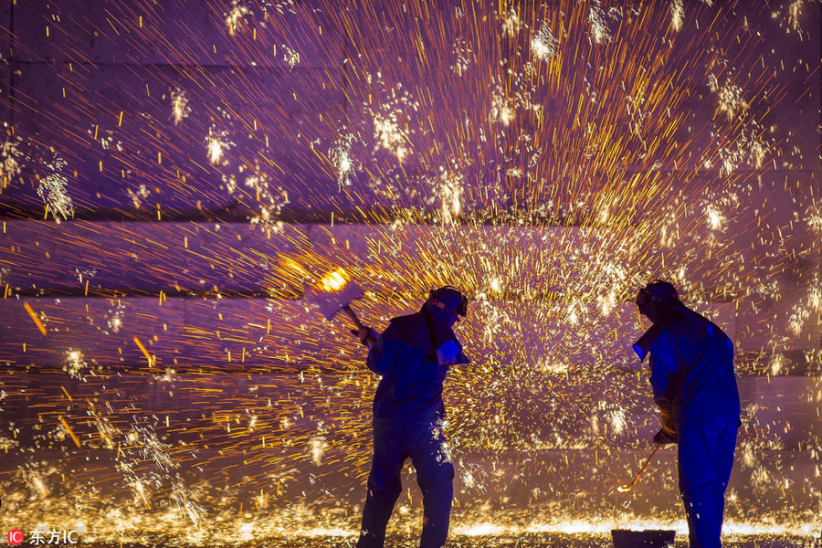 Villagers make sparks in creative celebration of the New Year