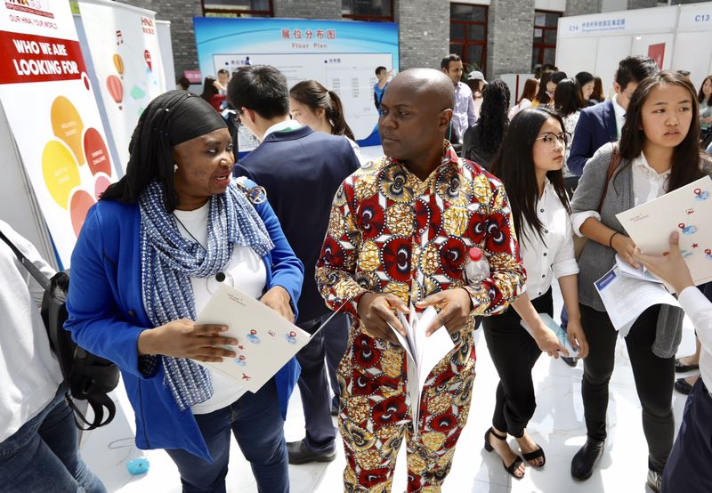 International students job hunt at career fair in Beijing