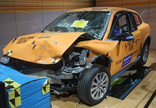 Green cars at the auto show