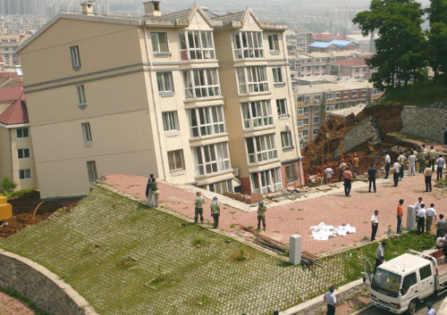 Evacuation after landslide