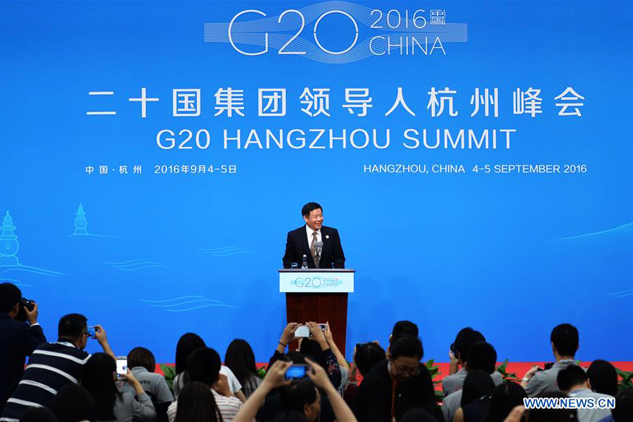 China's finance official addresses press conference on G20