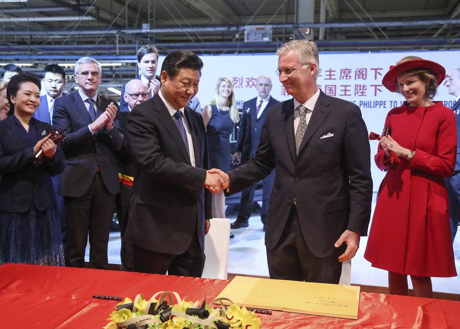 Chinese president visits Belgian plant of Volvo