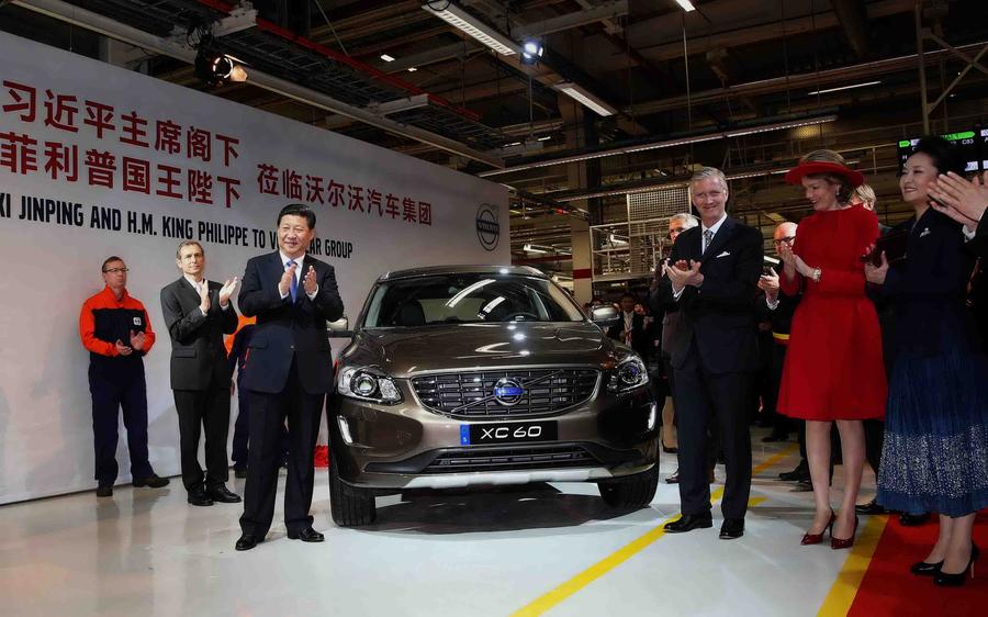 Chinese president visits Belgian plant of Volvo