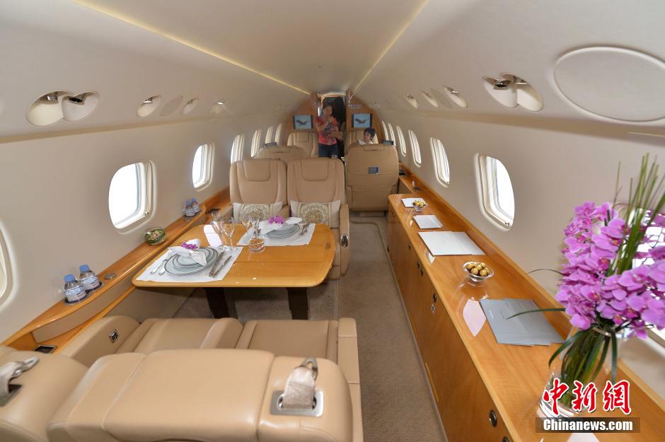 Business jets exhibited at China's luxury lifestyle show