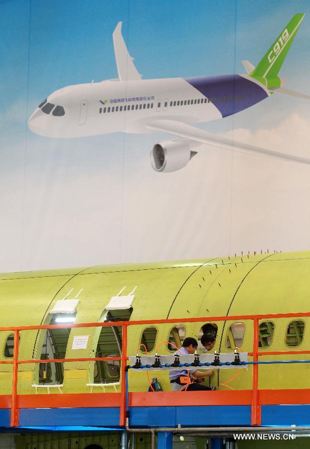 China's 1st C919 airliner starts structural assembly in Shanghai
