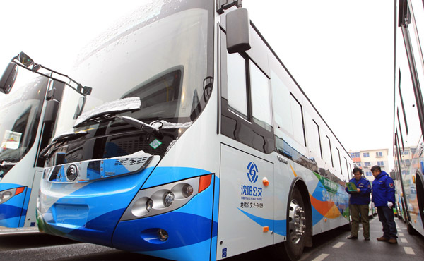 Shenyang's 50 gas-electric hybrid buses to hit the road