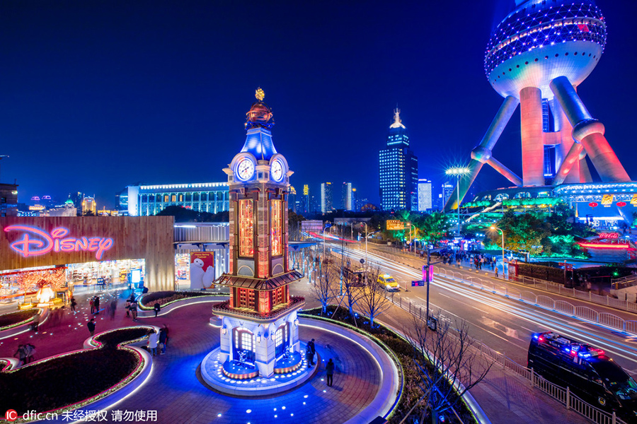 Disney-themed bell tower completed in Shanghai