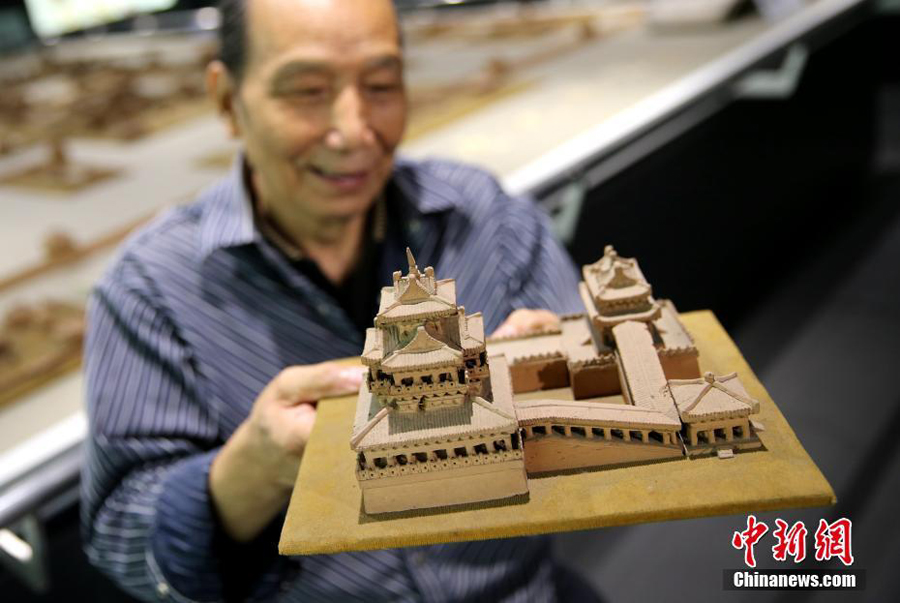 Brick miniature of ancient palace on display in Xi'an